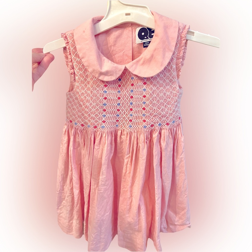 Like New Question Everything Baby Girls Pink Smocked Sleeveless Dress 18-24m